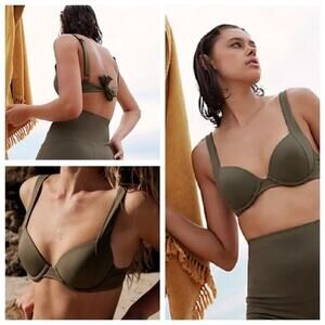 NEW Free People Its Now Cool Contour Boost Bra Bikini Top Caraway Size 8